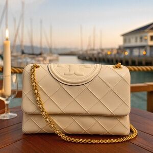 Tory Burch Soft Fleming New Cream Convertible Shoulder Bag/Crossbody Bag